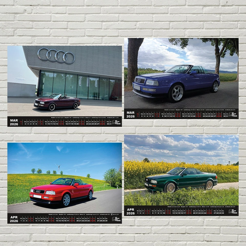 Fan Kalender 2026 - durch das Jahr mit dem Audi Cabrio (DinA3 quer) - Bild 3 von 4