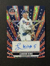 🔥Landon King 2026 Panini Stars and Stripes Prizm 15U Auto Silver  Disco SP🔥