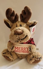 Merry Christmas American Greetings Moose Plush Stuffed Animal Gift Card Holder