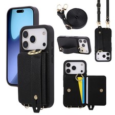 Crossbody Lanyard Wallet Case For iPhone 17 Pro Max 16 15 14 13 12 Leather Cover