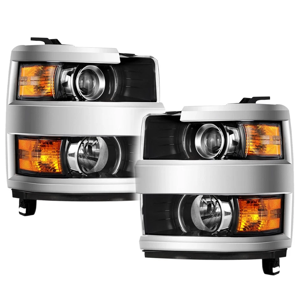 Pair Halogen Headlights For 2015-2019 Chevy Silverado 2500HD 3500HD Chrome L+R - Image 2 of 4