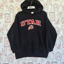 Vintage University of Utah Utes Black Hoodie Sweatshirt Kids Large 10/12