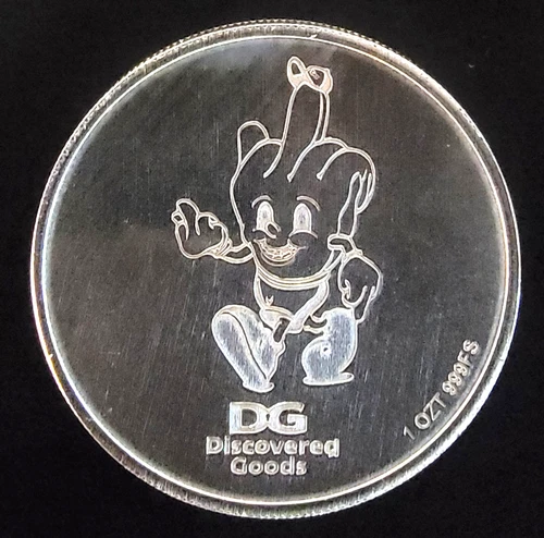 Pit Bullion Discovered Goods Middle Finger Floor Sweeper-0.999 Silver 1 Oz Coin