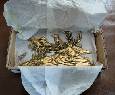 Vintage Solid Brass Birds Wall Key Rack 5 Hooks Mint Condition