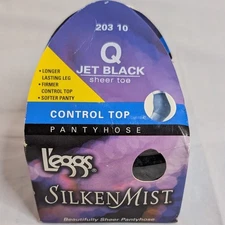 L'eggs Silken Mist Control Top Pantyhose Jet Black 1 Count Size Q
