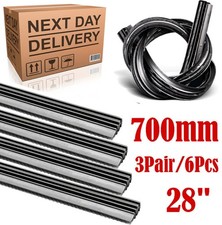 Universal 28" Car Wiper Blade Refill Replacement Rubber Strip Cut To Size x 6