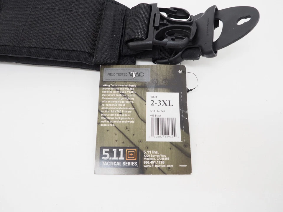 ¡NUEVO! Cinturón táctico 5.11 VTAC negro 2-3XL 44-50" MOLLE estilo # 58634 Foto 2 de 3