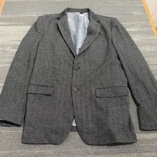 Banana Republic Blazer Mens 46L Gray Cotton Herringbone Tailored Slim Sport Coat