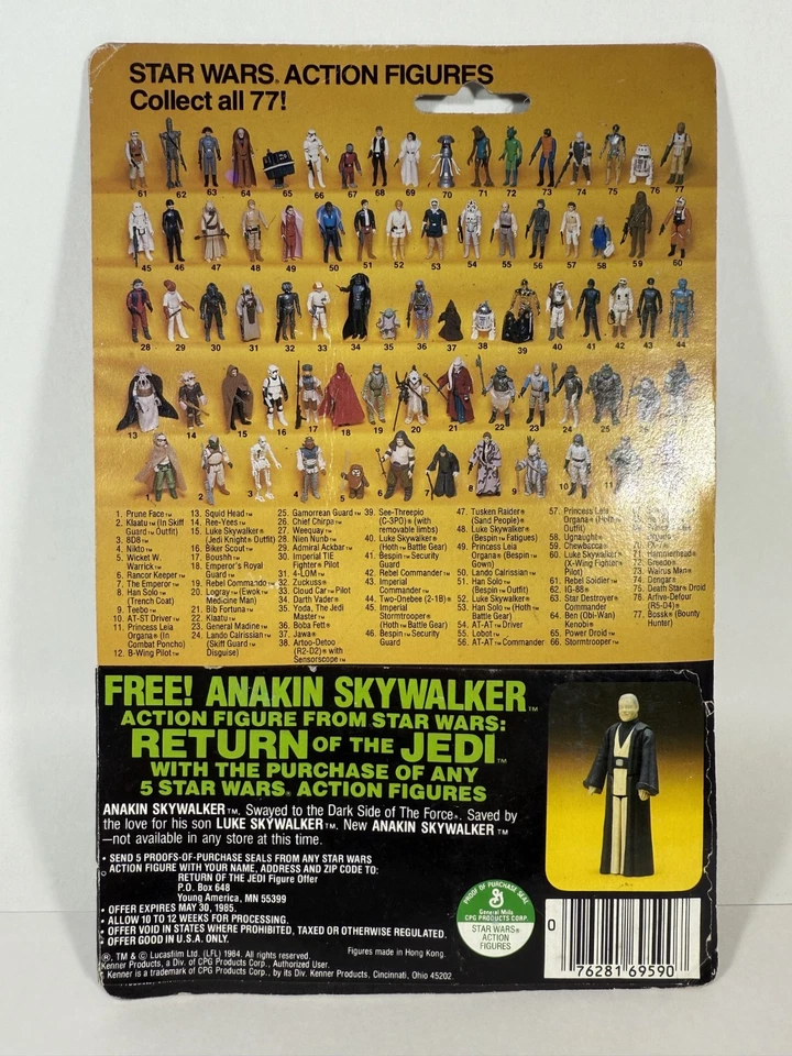 1983 Kenner Star Wars RotJ Luke Skywalker Jedi 77 Back MOC Vintage- Oferta Anakin - Imagem 4 de 4