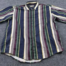 Windridge Mens XL Short Sleeve Pocket Button Up Vertical Striped Casual Shirt