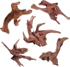 WDEFUN Natural Mopani driftwood （5-8 inch pack of 5）, GRAY 