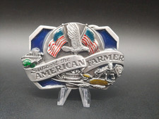 "Support The American Farmer" Commemorative Pewter VTG 1985 Siskiyou Belt Buckle