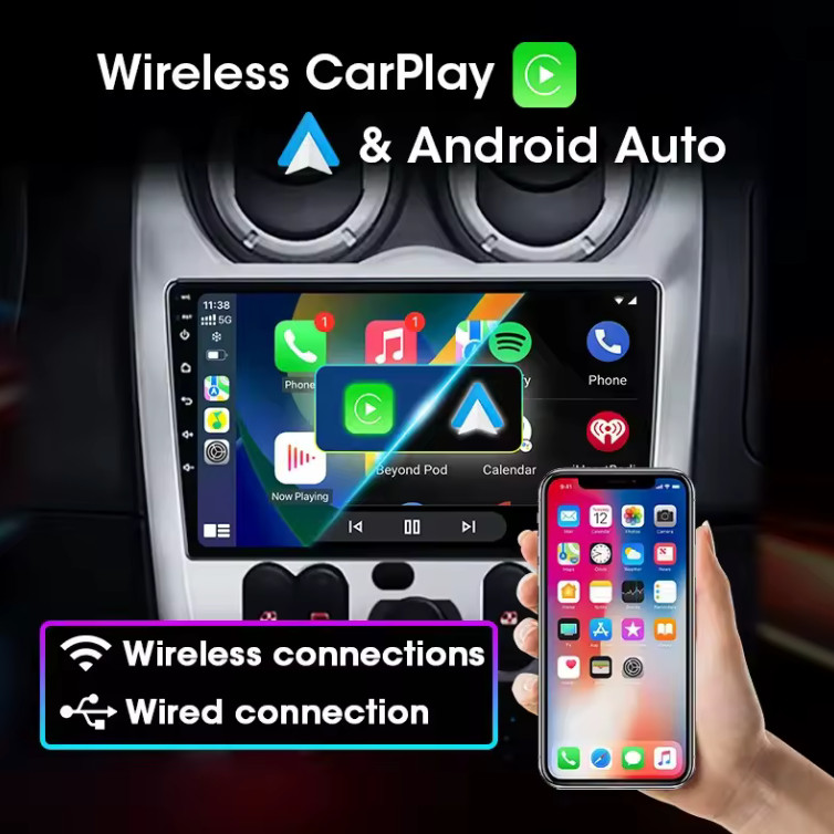 Autoradio 2din Android CarPlay GPS 4g BT per Dacia Logan Sandero Duster Renault - Miniatura 5