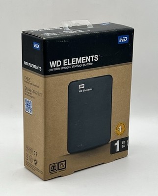 WD Elements Portable External HDD 1TB WDBUZG0010BBK-NESN USB 3.0 Black New