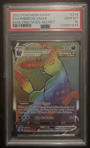 Pokemon TCG Sword & Shield Evolving Skies Umbreon VMAX Secret Rare #214 PSA 10
