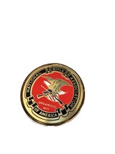 NRA Brass Medallion Emblem 3.5" w with Eagle, Rifle, Flag with Hardware