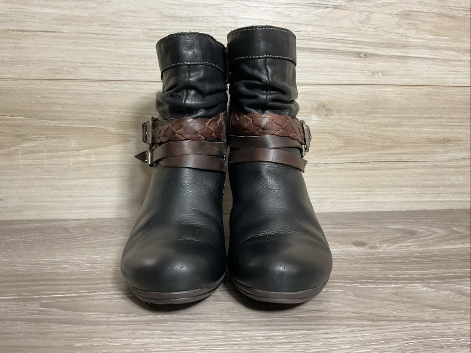 Pikolinos Women Belted Black Leather Ankle Booties Boots 40 US 9- 9.5 Side Zip - Image 3 of 4