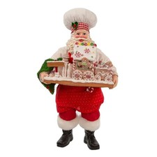 Kurt Adler Fabriche Christmas Figurine, Chef Santa with Gingerbread Train, 11in