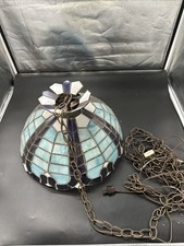 Tiffany Style Antique Stained Slag Glass Hanging Lamp Chandelier