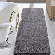 Luxury Bathroom Rug Shaggy Bath Mat 24 x 60 Inch, Gray  Washable Non Slip Bath