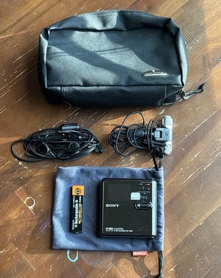 Sony MZ-M100 Hi-MD Portable MiniDisk Recorder With Headset+power Adapter & Lot