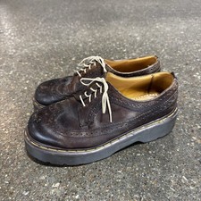 Vintage Dr Martens 3989/34 Wingtip Brogue Shoes Brown Made In England Mens Uk 8