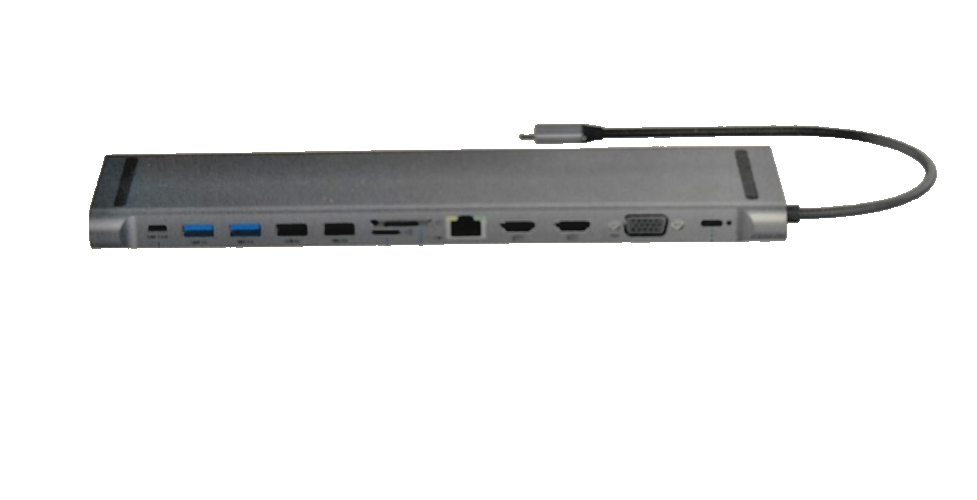 DC005A USB C Docking Station 13in1 HDMI VGA PD LAN 4K SD TF Display Hub NEU OVP