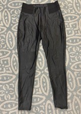 Simply Vera Wang Pull On Pants Women's Faux Leather Legging Black Pockets Size M