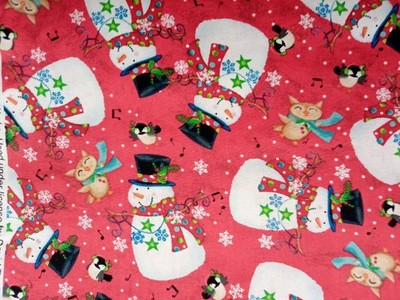 Vicky Hutto Buffalo Works Snowman Owl Chickadee Fabric Christmas 3yd 12in 44w''