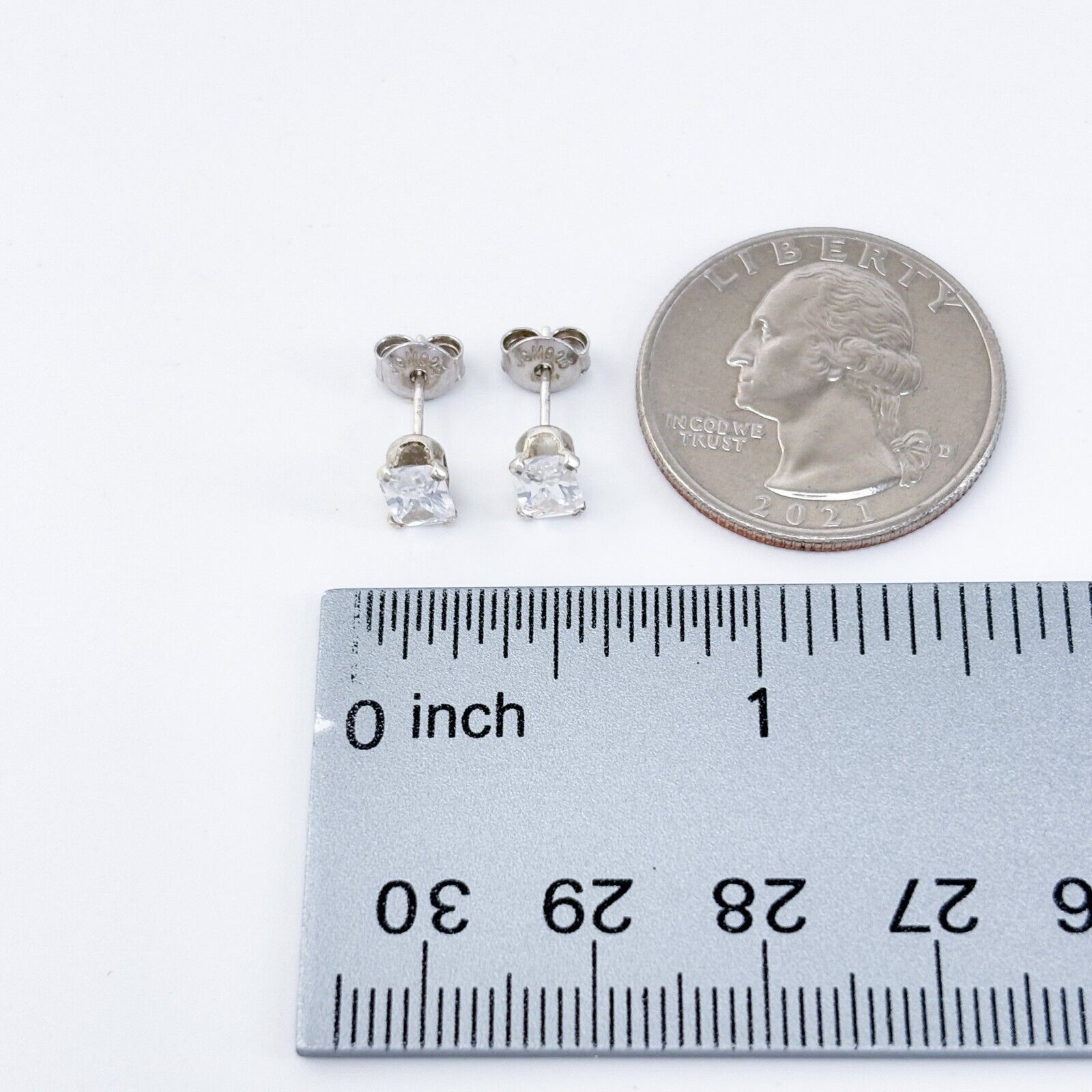 Estate Sterling Silver 925 Rectangular Cubic Zirc… - image 6