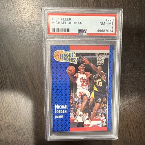 Fleer 1991-92 League Leaders Michael Jordan #220 Chicago Bulls PSA 8 Card