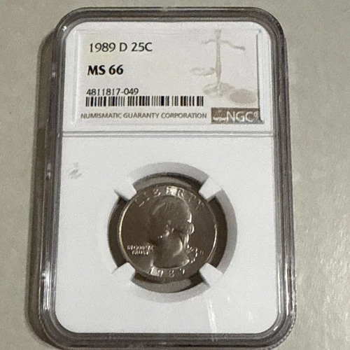 1989 D Washington Quarter Clad 25C NGC MS 66 Uncirculated