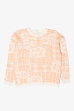 Vintage Pink And White Roses 80s Sweater 1980s