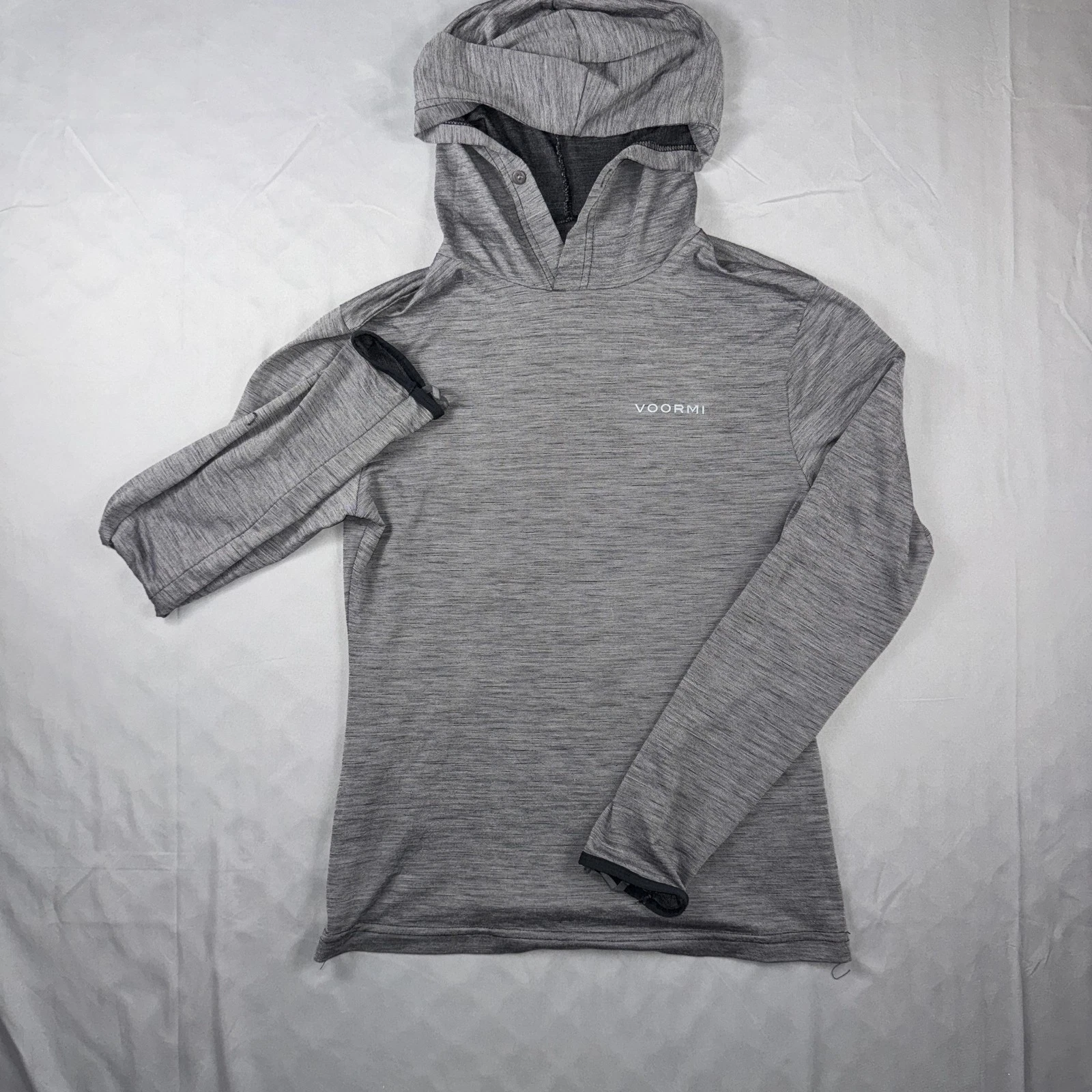 Voormi Hoodie Womens Medium Gray Wool Blend Thumbholes Hooded Pullover Merino