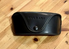 BVLGARI SUNGLASSES Snap Case Smooth Brown Leather Soft Suede Interior Large Size