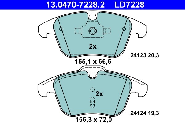 ATE 13.0470-7228.2 Bremsbelagsatz, Scheibenbremse FüR Ford, Land Rover, Volvo-image