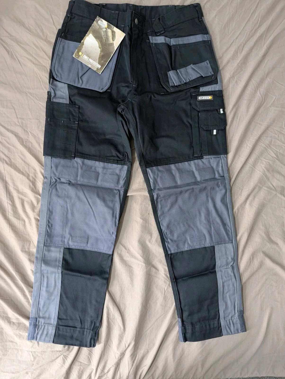 Dassy Original Mens Cargo Combat Black Work Trousers Size 32 regular