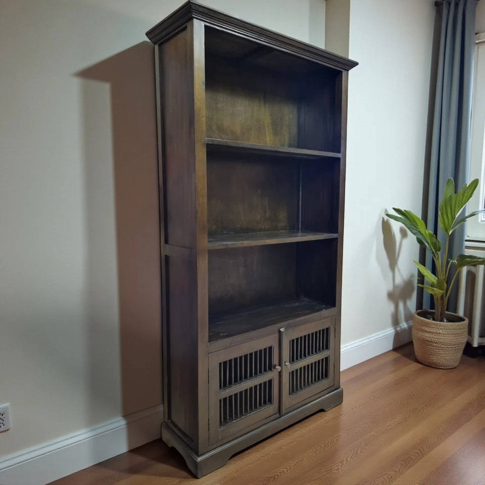 Mahagoni Bücherregal Massivholz 195cm Indonesien Kolonialstil Standregal Regal - Bild 1 von 4