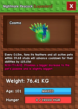 15 Second Nightmare Peacock 76.41 Kg - Grow A Garden - Roblox - Fast  Easy 