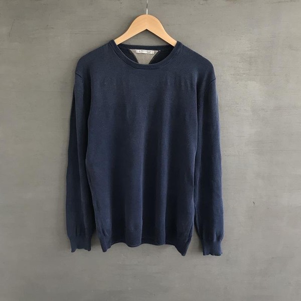Men Sartoria Caracciolo Sweater Navy Cotton 40 /L