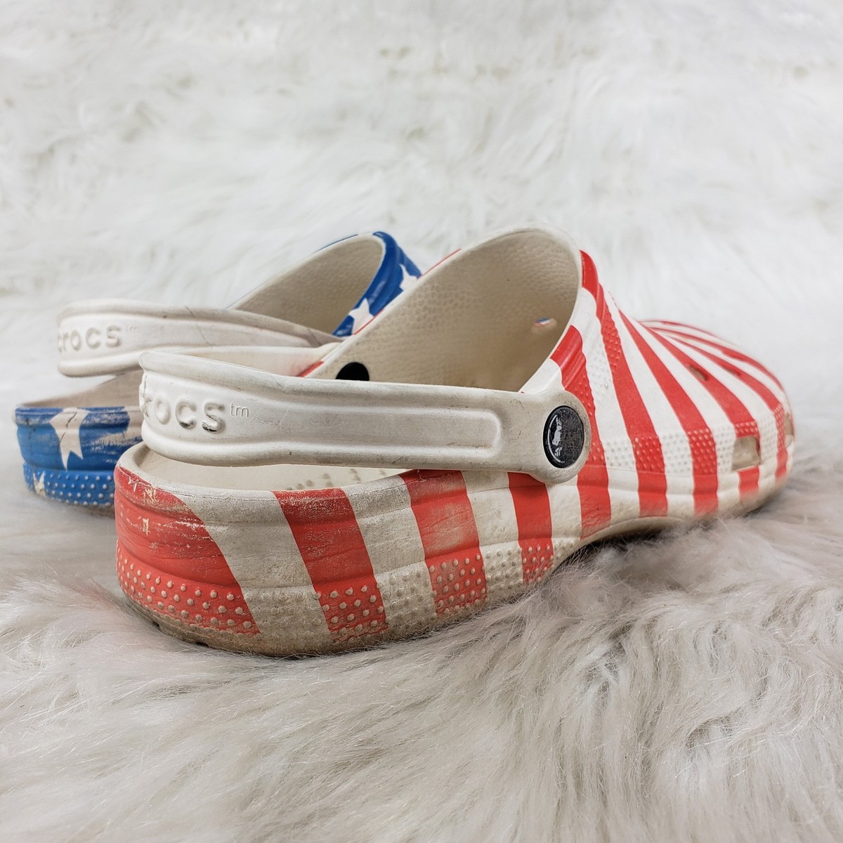 CROCS Red White Blue Stars Stripes USA Flag Casual Comfort Shoes