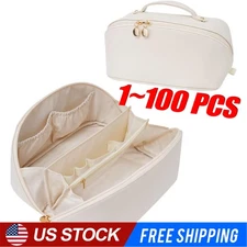 Women Travel Makeup Bag Large Cosmetic Organizer Bag with Divider and Handle