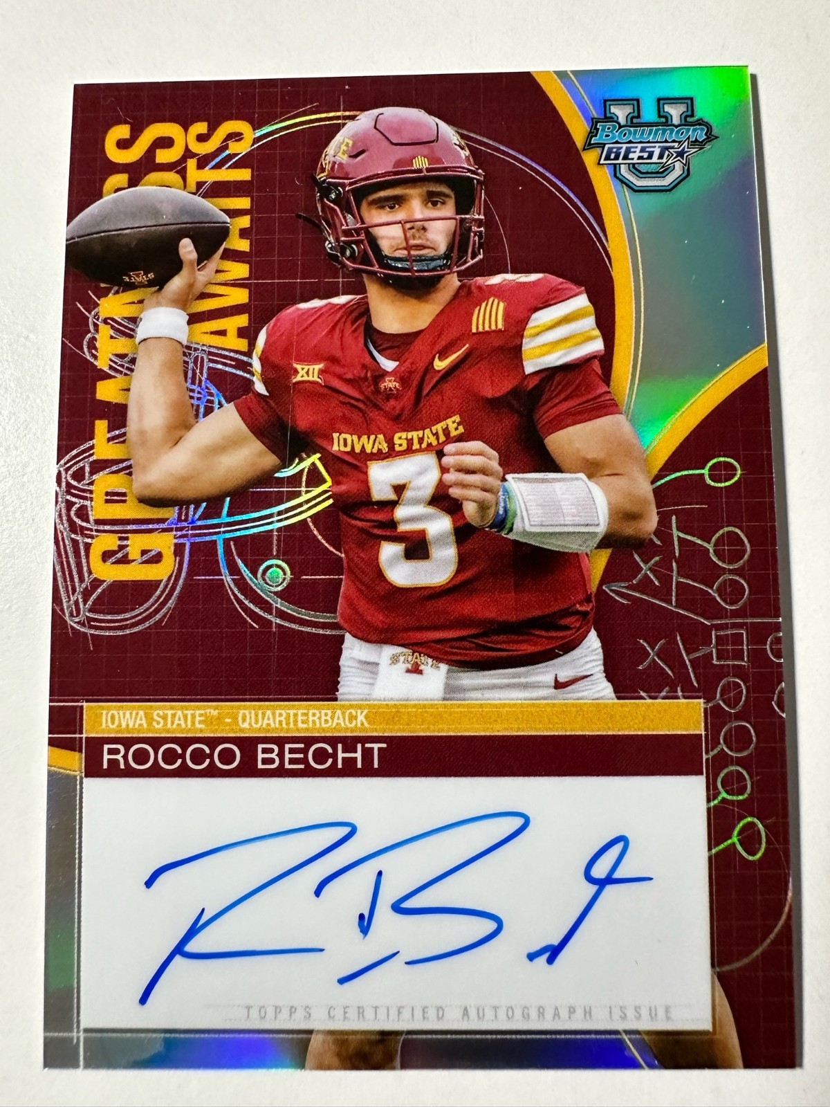 2025 Bowman University Best Rocco Becht Greatness Awaits Refractor Auto RC SP