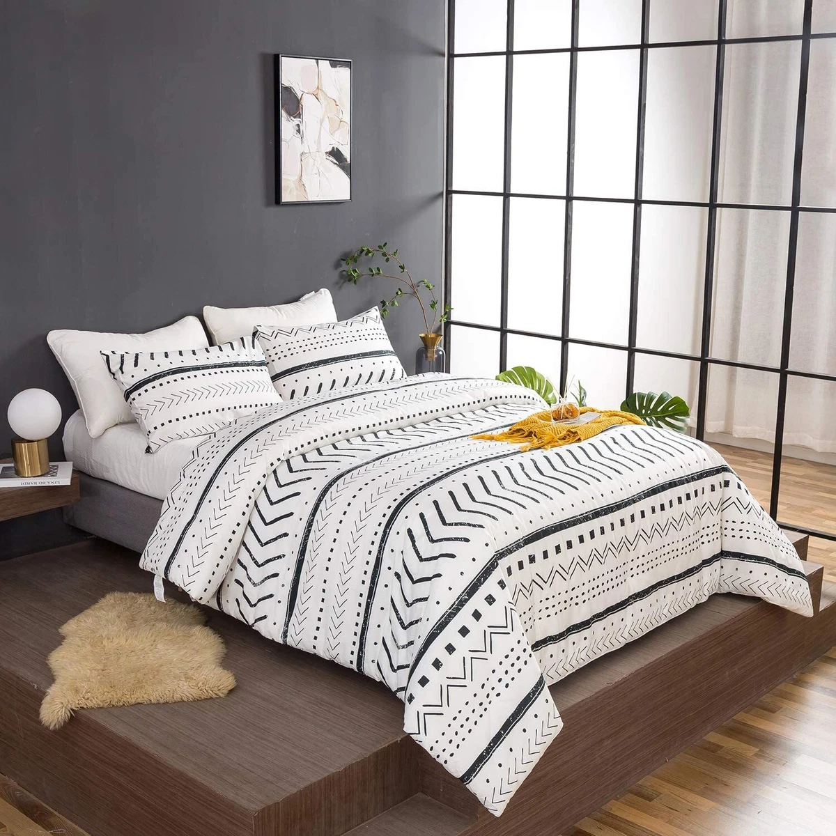Grey and 2024 white farmhouse bedding