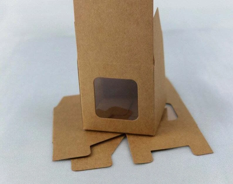 200x Clear Window Kraft Paper Packing Box Cupcake Macaroon Candle Gift Favor Box - Image 3 of 4