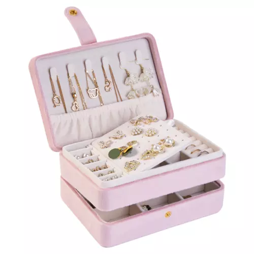 2 Schichten Schmuckkästchen Organizer Große Kapazität Ring Ohrring Halskette Aufbewahrungsbox - Bild 19 von 34
