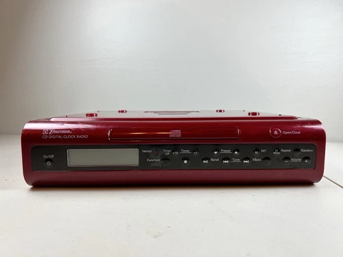 Emerson Under Cabinet CD Stereo Clock Radio Red CKD1612 NO REMOTE TESTED