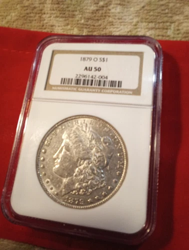 1879 o B/D Ngc Au 50 Morgan Slvr dollar. Old Ngc Label. 90% $2 Ships.#50-62