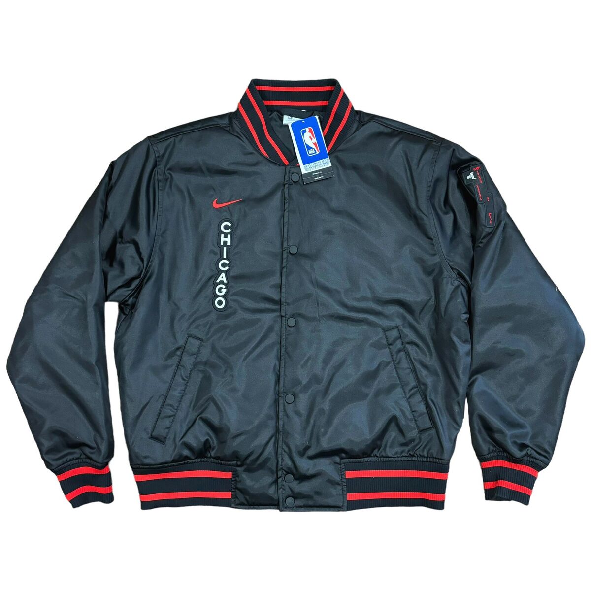 Nike Chicago Bulls City Edition Satin Courtside Jacket, Size Nike Chicago Bulls City Edition Satin Courtside Jacket, Size