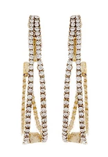 Gold Clip On Hoops non pierced hoop earrings with clear crystals - Arlena 